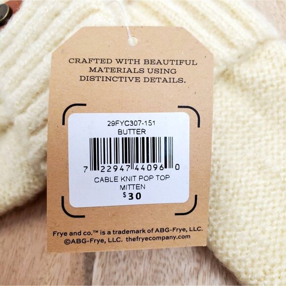 Frye and Co. Pop Top Cable Mittens Butter Cream - Picture 5 of 8